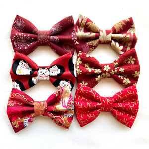 BAMBOO CHIKURIN RED - Bowtie Petite & Large // READY TO SHIP