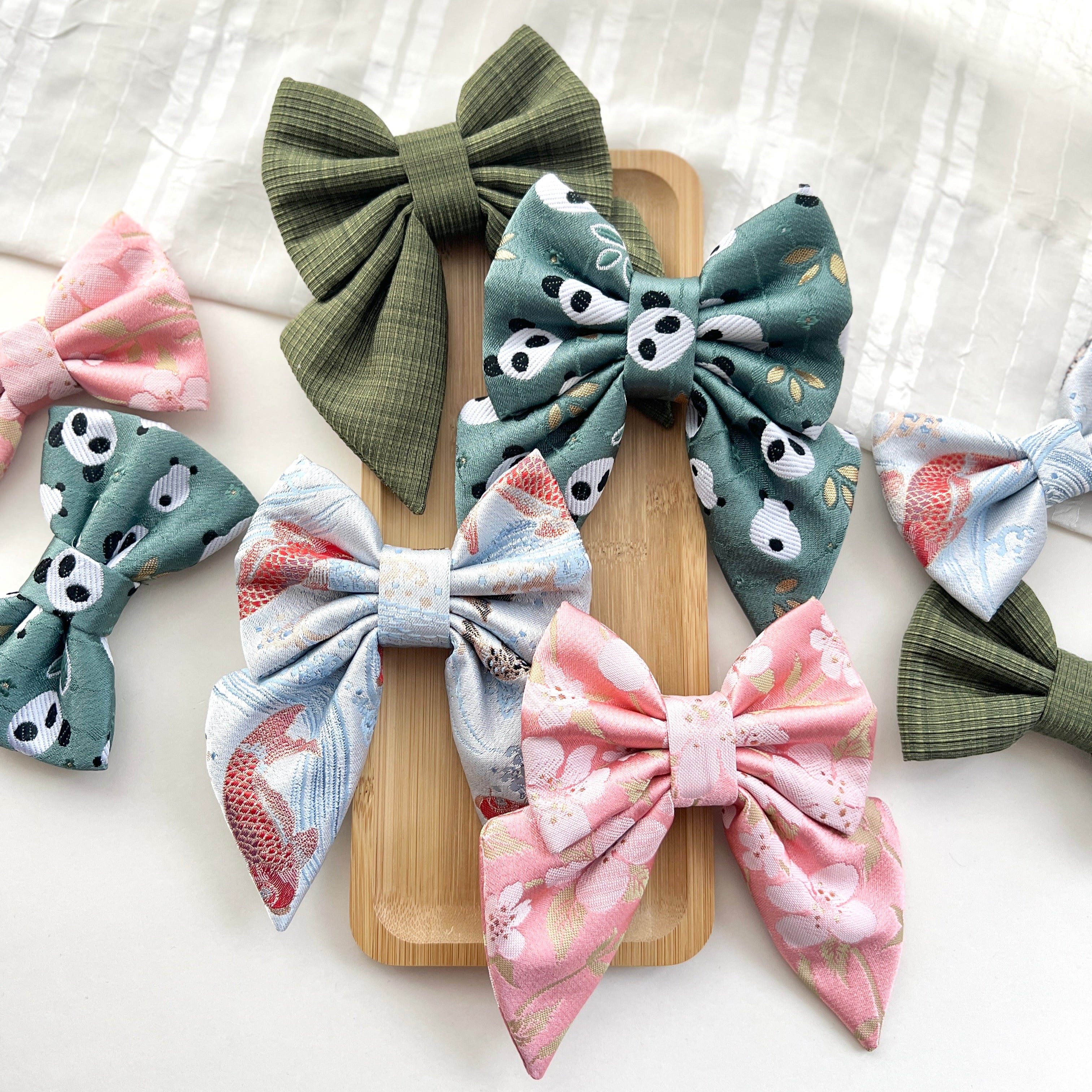 JAPANESE BROCADE // SAKURA - Sailor Bow Large // READY TO SHIP