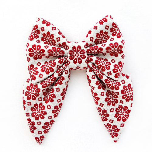 KNITTED SNOW RED - SAILOR BOW