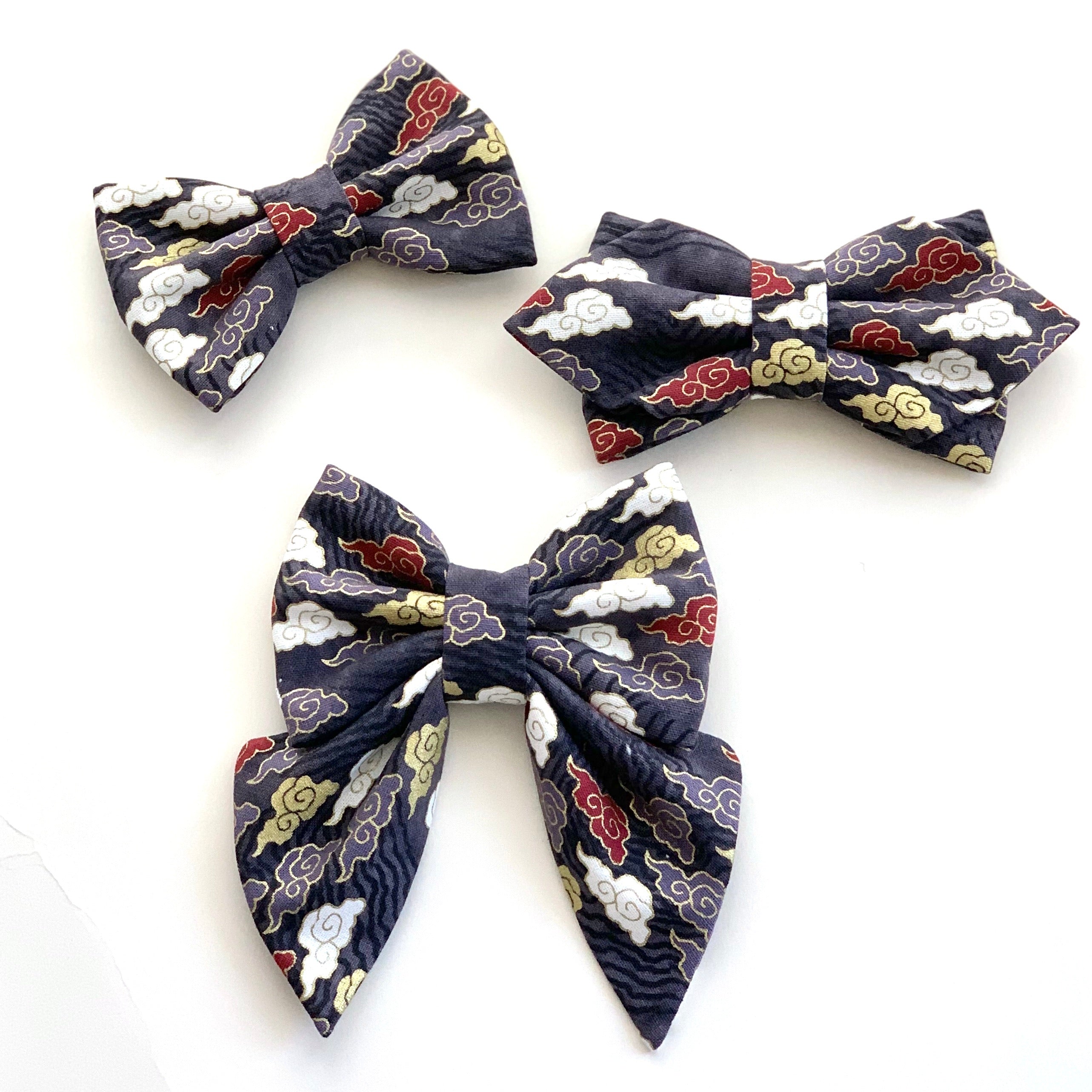 UNKI CLOUDS BLACK - Bowtie Large // READY TO SHIP